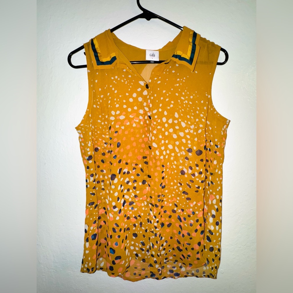 Yellow Sleeveless Button-Up Blouse